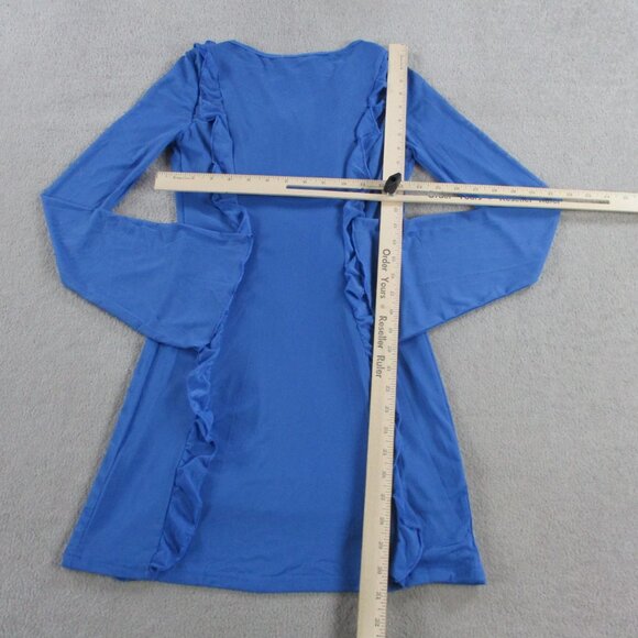 Outcast Ally Mini Dress Womens Small Blue Ruffle Long Sleeve NEW - Picture 8 of 11